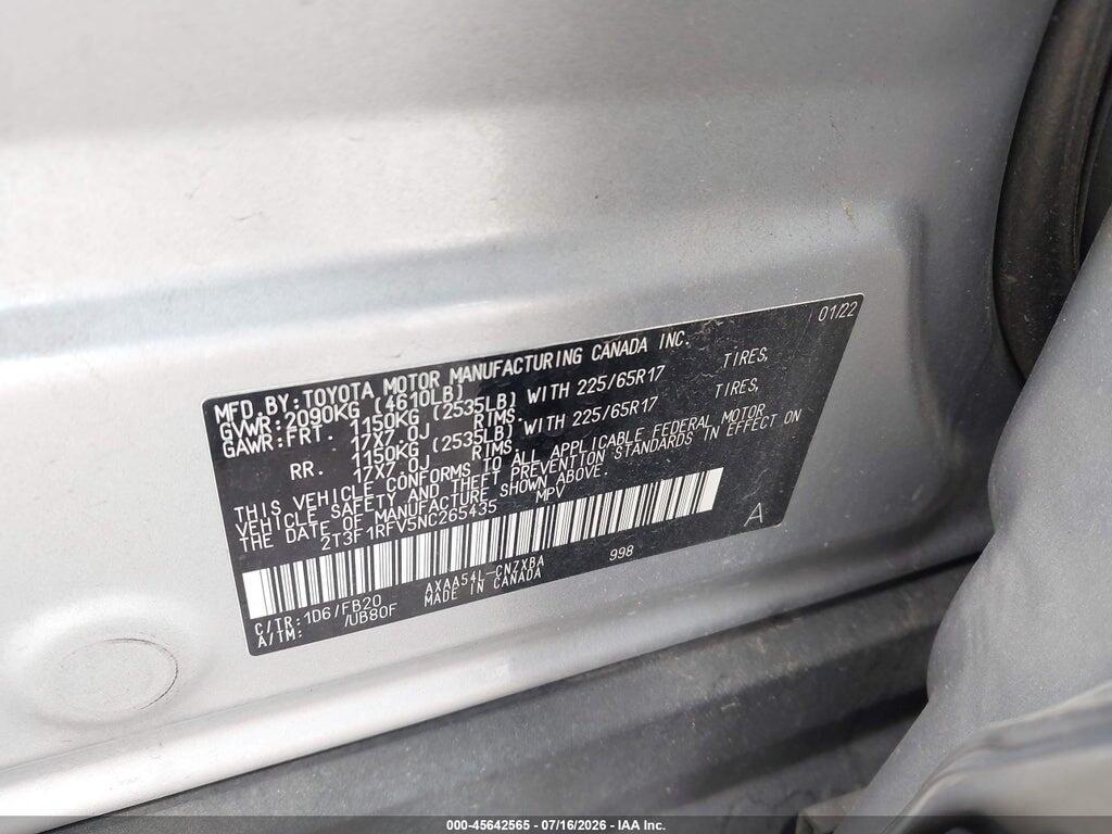 2T3F1RFV5NC265435 2022 TOYOTA RAV4 photo no. 8