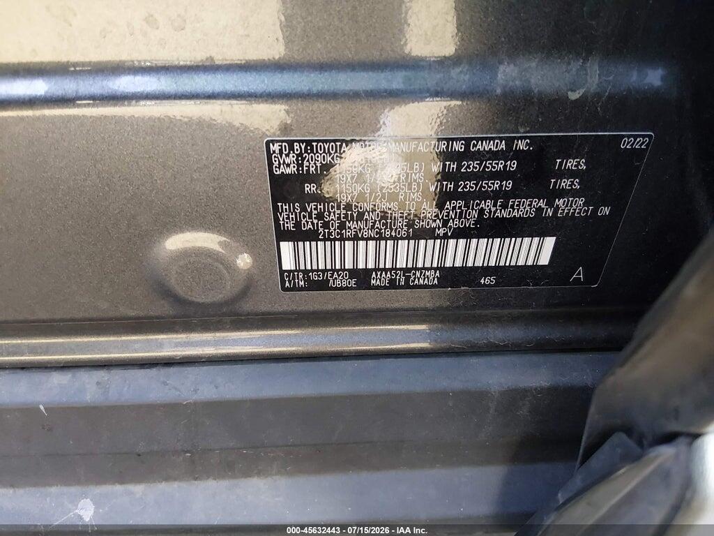 2T3C1RFV8NC184061 2022 TOYOTA RAV4 photo no. 9