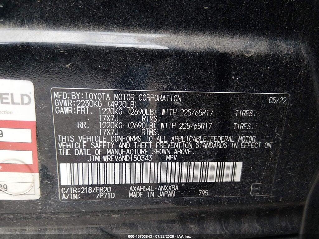 JTMLWRFV6ND150343 2022 TOYOTA RAV4 HYBRID photo no. 9
