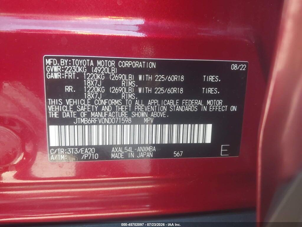 JTMB6RFV0ND071598 2022 TOYOTA RAV4 HYBRID photo no. 9