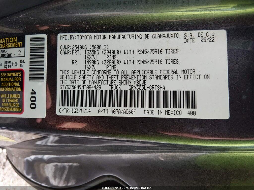3TYSZ5AN9NT084429 2022 TOYOTA TACOMA photo no. 9