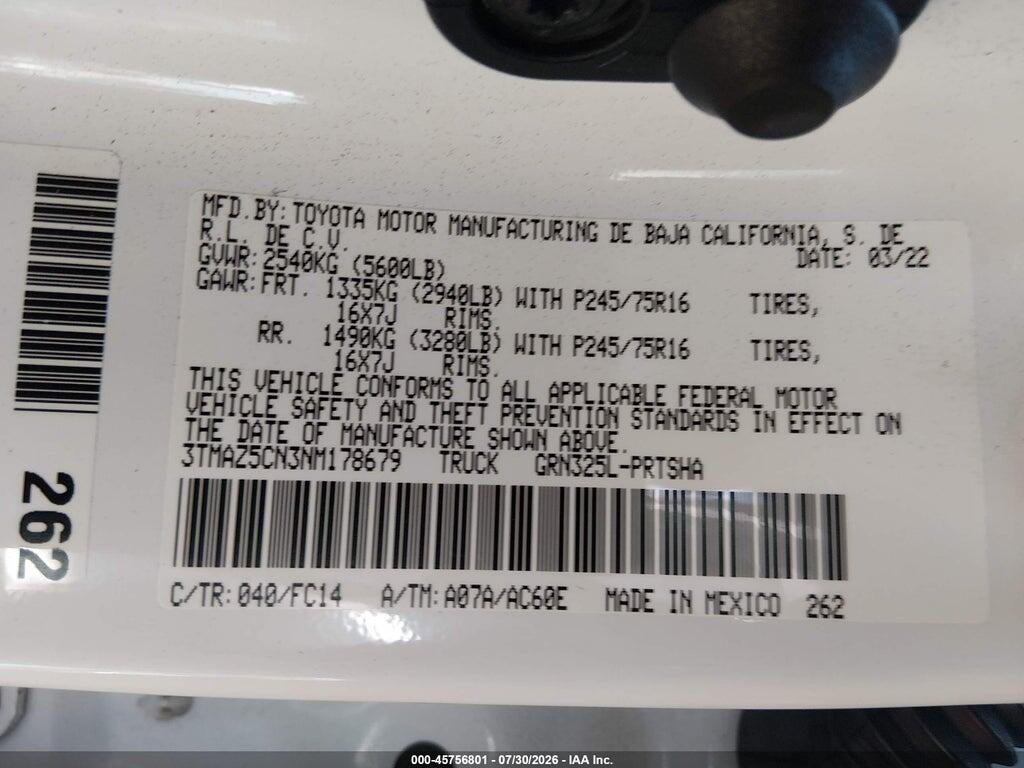3TMAZ5CN3NM178679 2022 TOYOTA TACOMA photo no. 9