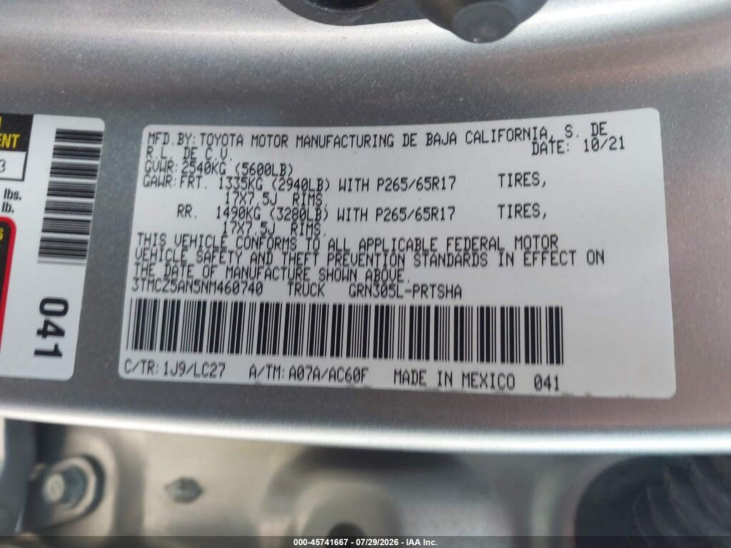 3TMCZ5AN5NM460740 2022 TOYOTA TACOMA photo no. 9