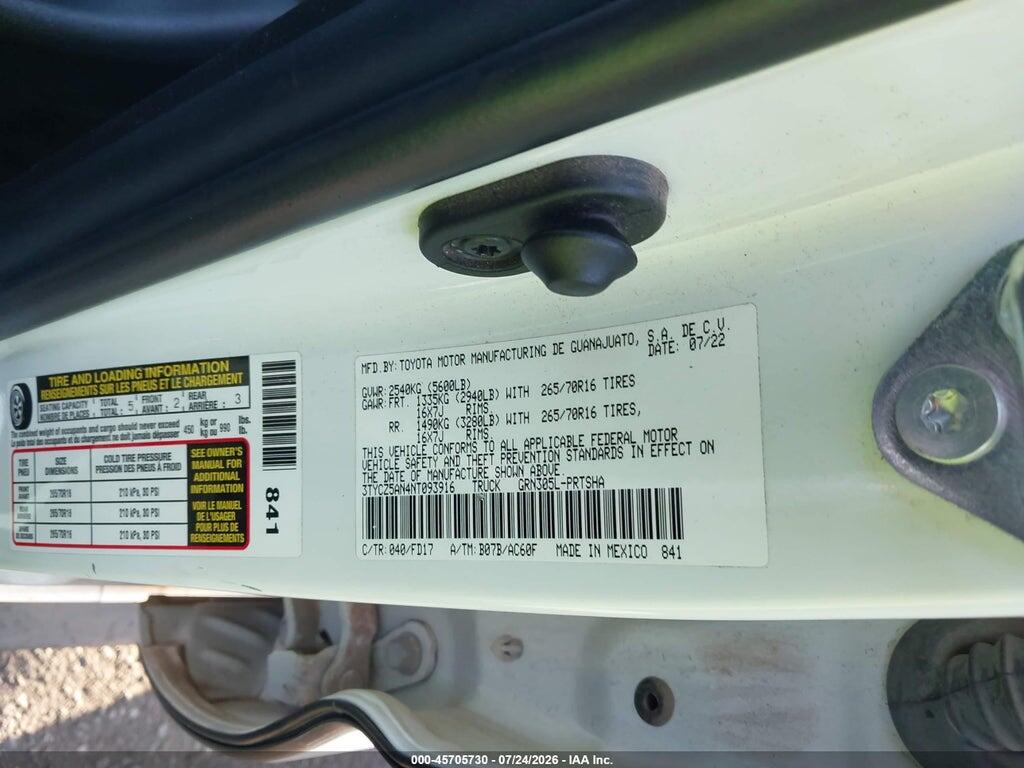 3TYCZ5AN4NT093916 2022 TOYOTA TACOMA photo no. 9