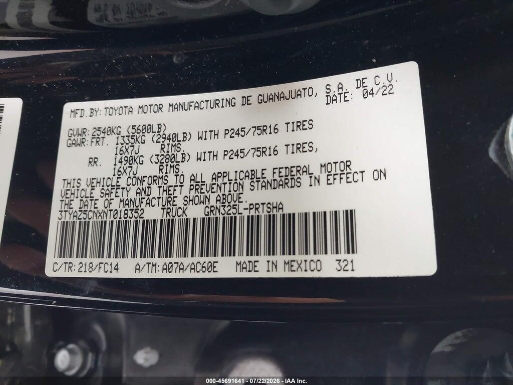 3TYAZ5CNXNT018352 2022 TOYOTA TACOMA photo no. 9