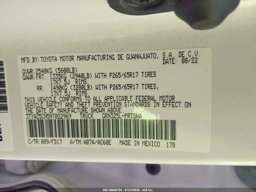 3TYAZ5CN5NT022969 2022 TOYOTA TACOMA photo no. 9