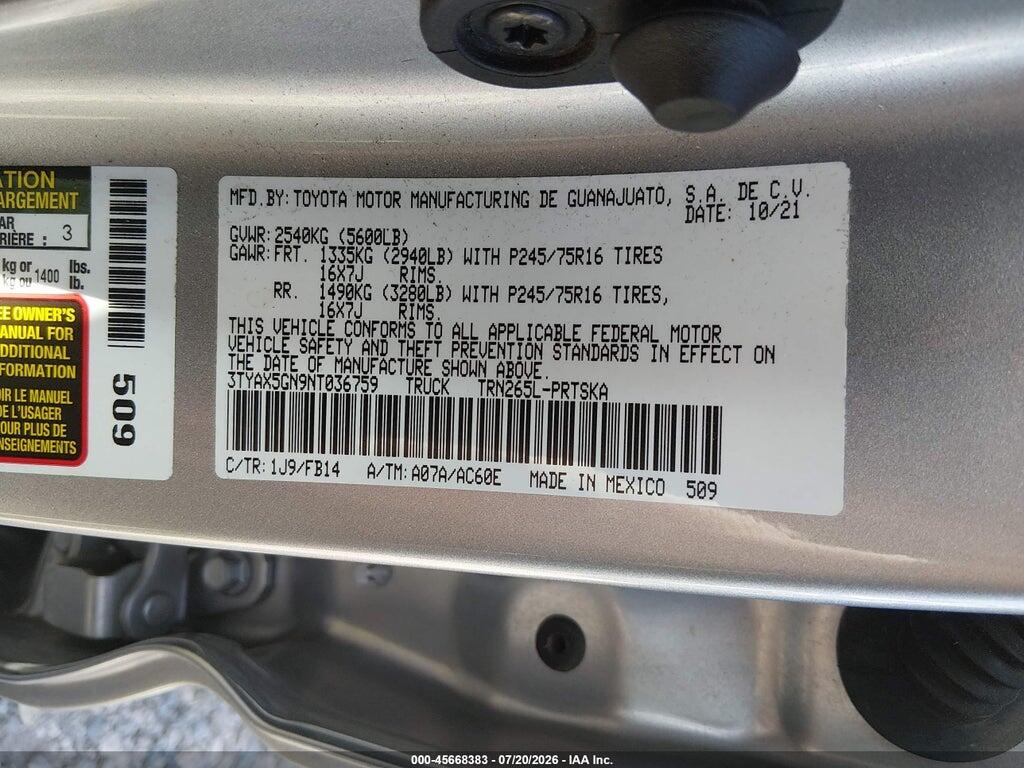 3TYAX5GN9NT036759 2022 TOYOTA TACOMA photo no. 9