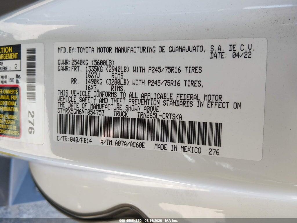 3TYRX5GN6NT054753 2022 TOYOTA TACOMA photo no. 9