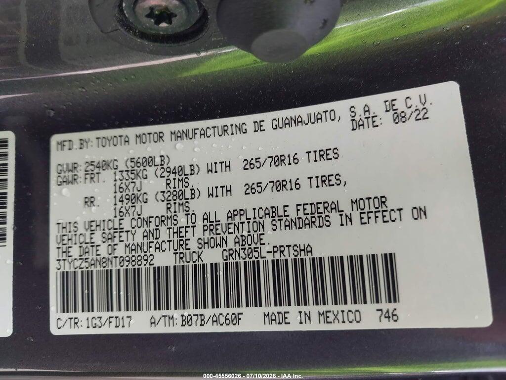 3TYCZ5AN8NT098892 2022 TOYOTA TACOMA photo no. 9