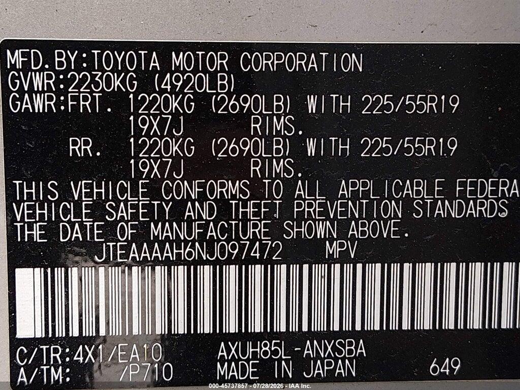 JTEAAAAH6NJ097472 2022 TOYOTA VENZA photo no. 9
