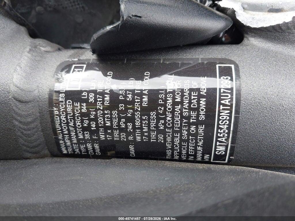 SMTA554S9NTAU7293 2022 TRIUMPH MOTORCYCLE STREET TRIPLE photo no. 10