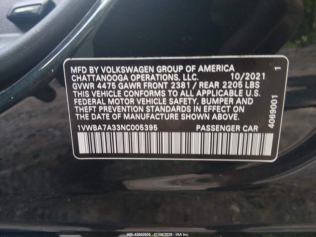 1VWBA7A33NC005395 2022 VOLKSWAGEN PASSAT photo no. 9