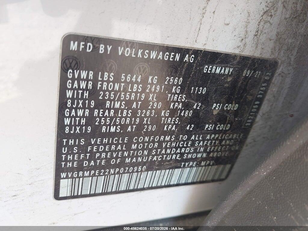 WVGRMPE22NP070950 2022 VOLKSWAGEN ID.4 photo no. 9