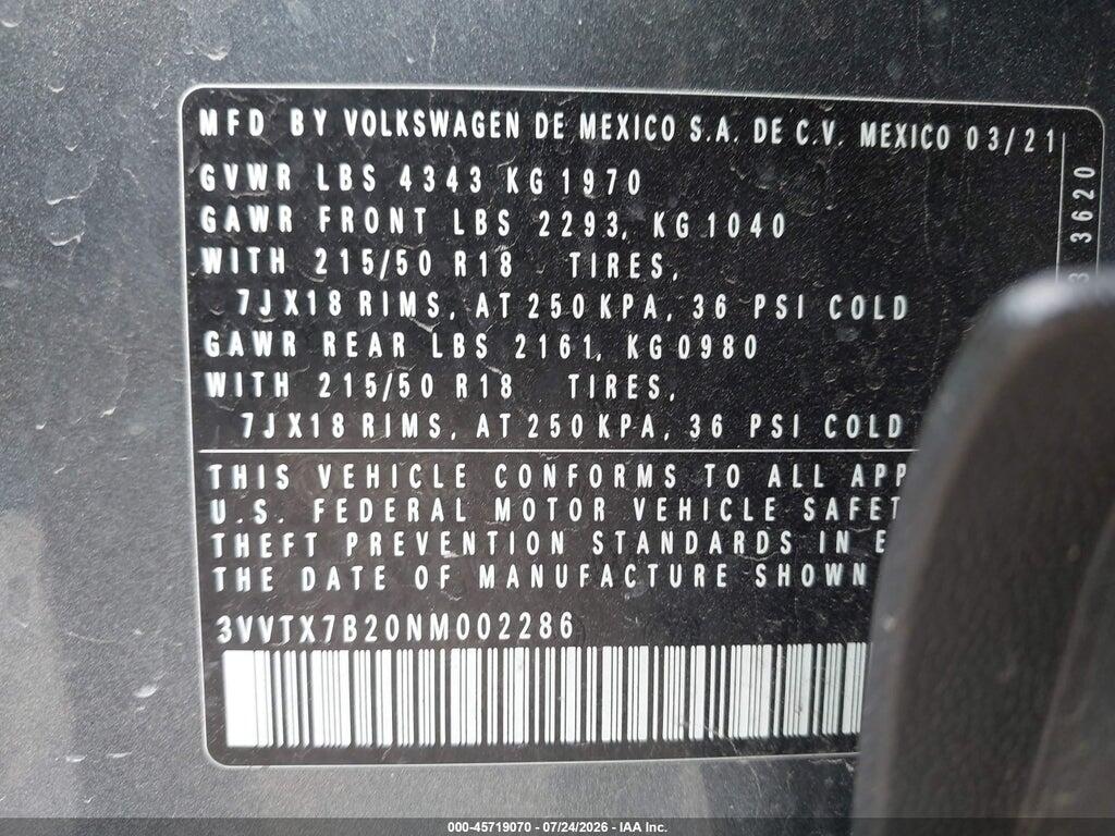 3VVTX7B20NM002286 2022 VOLKSWAGEN TAOS photo no. 9