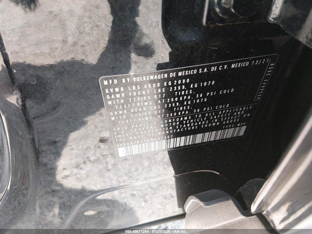 3VVAX7B27NM047457 2022 VOLKSWAGEN TAOS photo no. 9