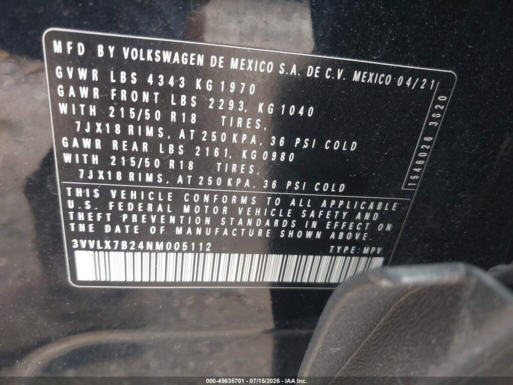 3VVLX7B24NM005112 2022 VOLKSWAGEN TAOS photo no. 9