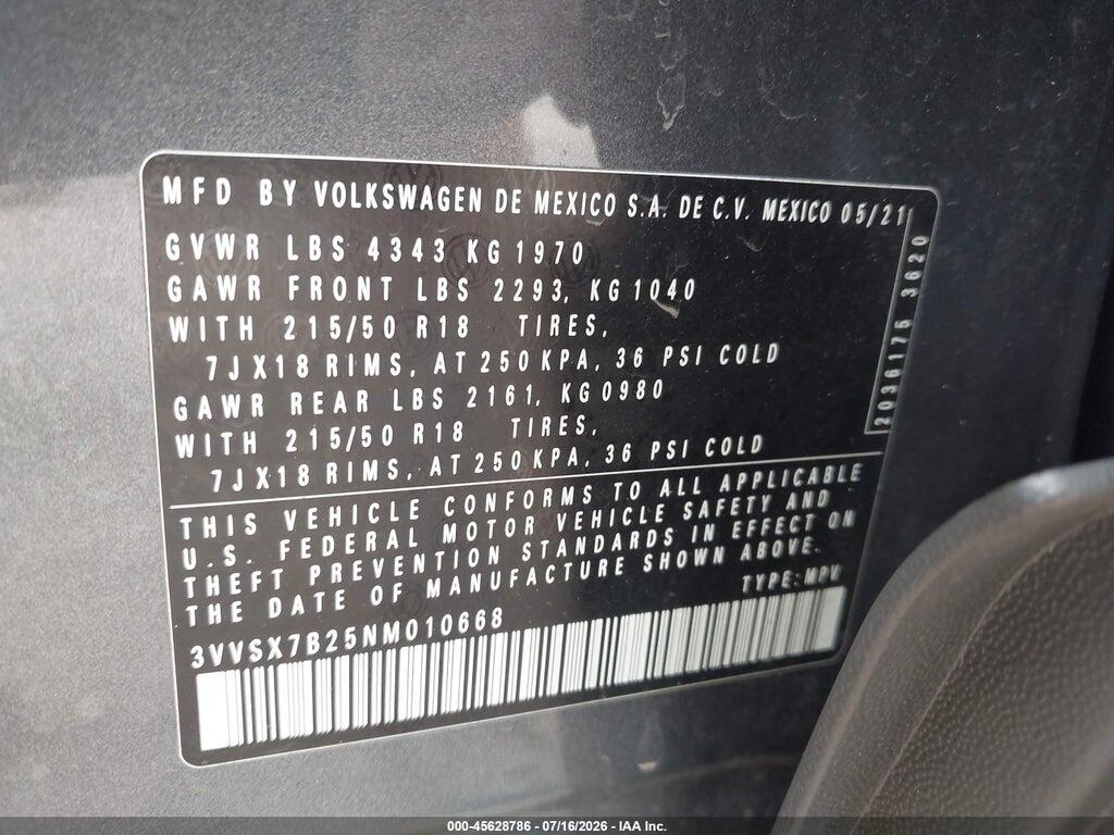 3VVSX7B25NM010668 2022 VOLKSWAGEN TAOS photo no. 9