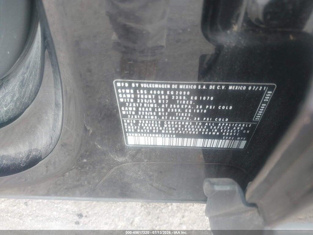 3VVMX7B28NM022516 2022 VOLKSWAGEN TAOS photo no. 9