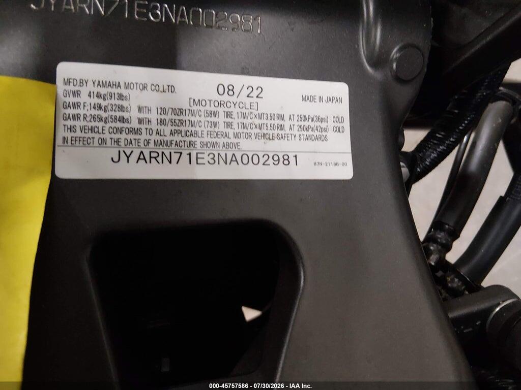 JYARN71E3NA002981 2022 YAMAHA MT09 photo no. 10