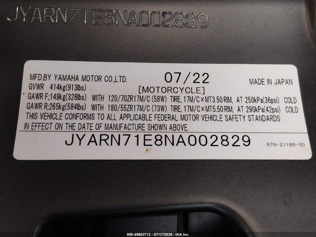 JYARN71E8NA002829 2022 YAMAHA MT09 photo no. 10