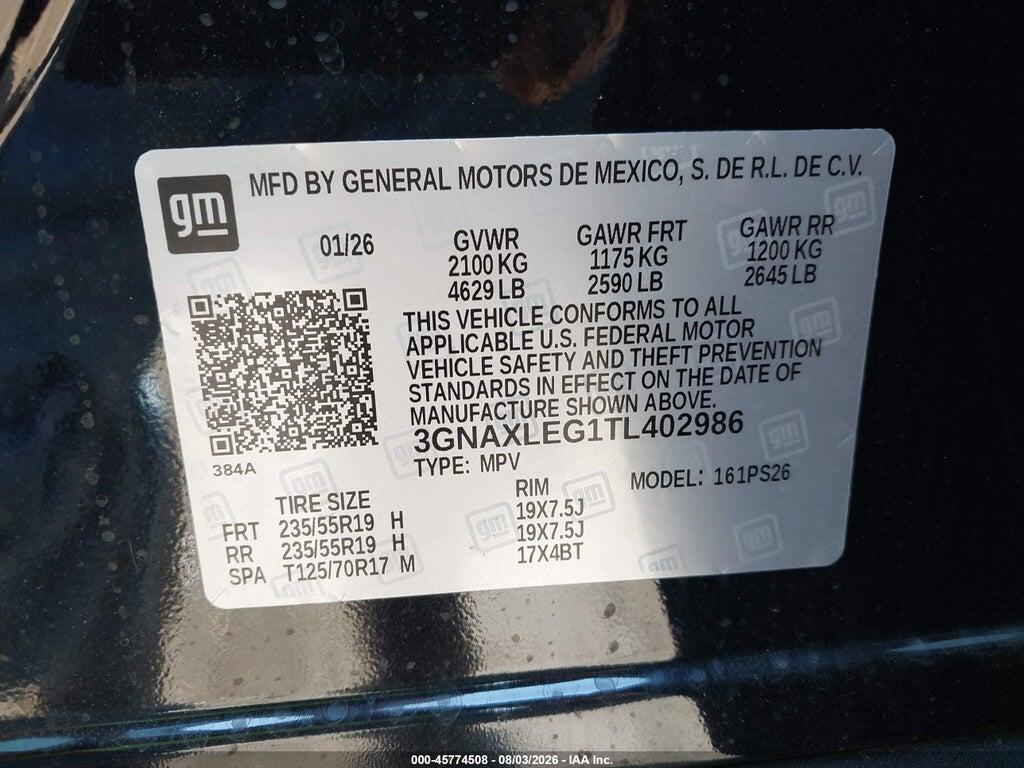 3GNAXLEG1TL402986 2026 CHEVROLET EQUINOX photo no. 9