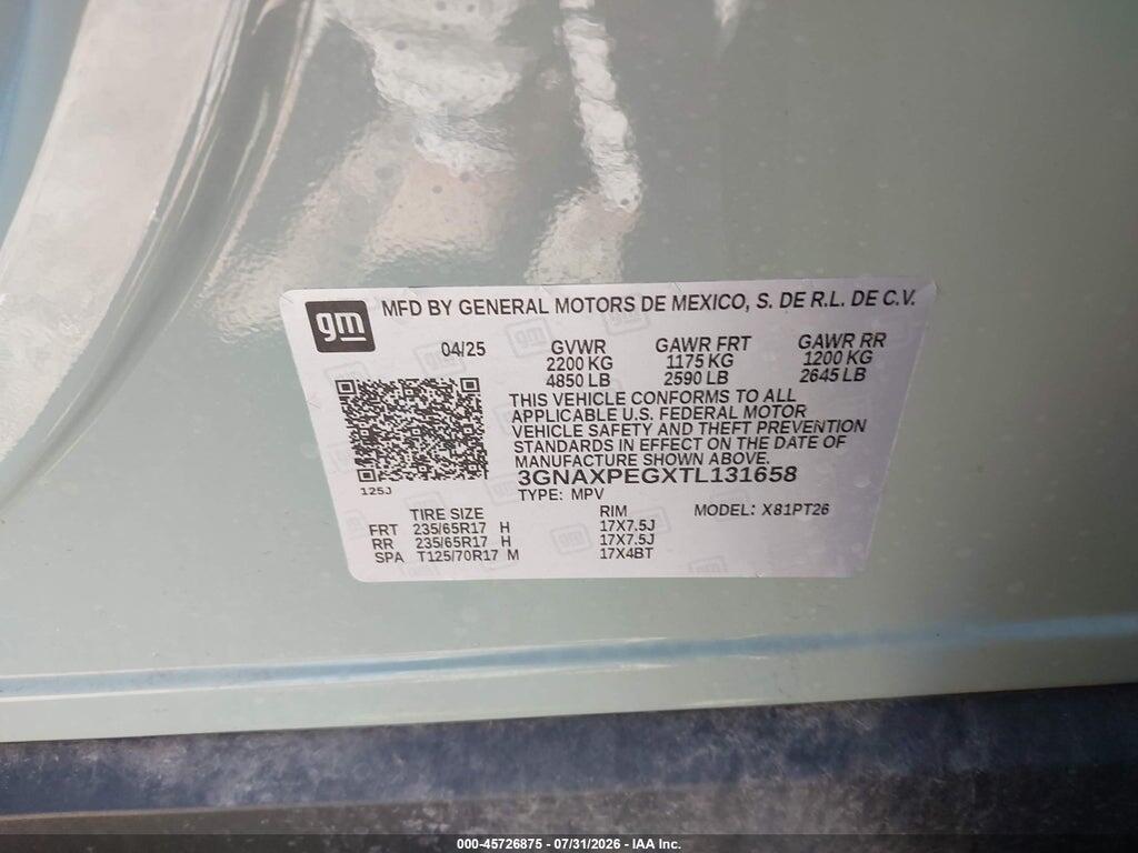 3GNAXPEGXTL131658 2026 CHEVROLET EQUINOX photo no. 9