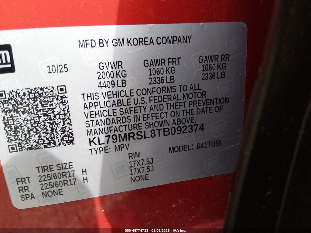 KL79MRSL8TB092374 2026 CHEVROLET TRAILBLAZER photo no. 9