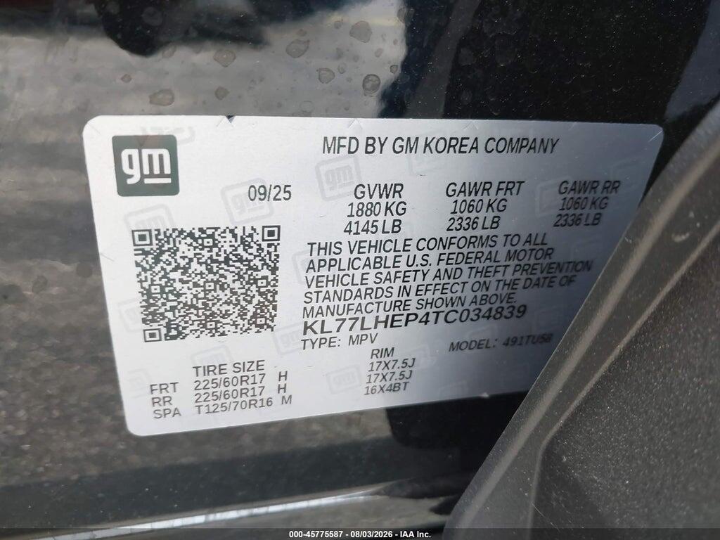 KL77LHEP4TC034839 2026 CHEVROLET TRAX photo no. 9