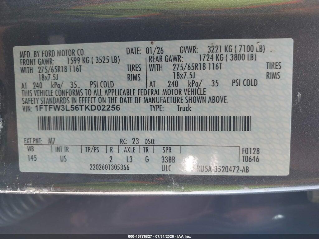 1FTFW3L56TKD02256 2026 FORD F-150 photo no. 9