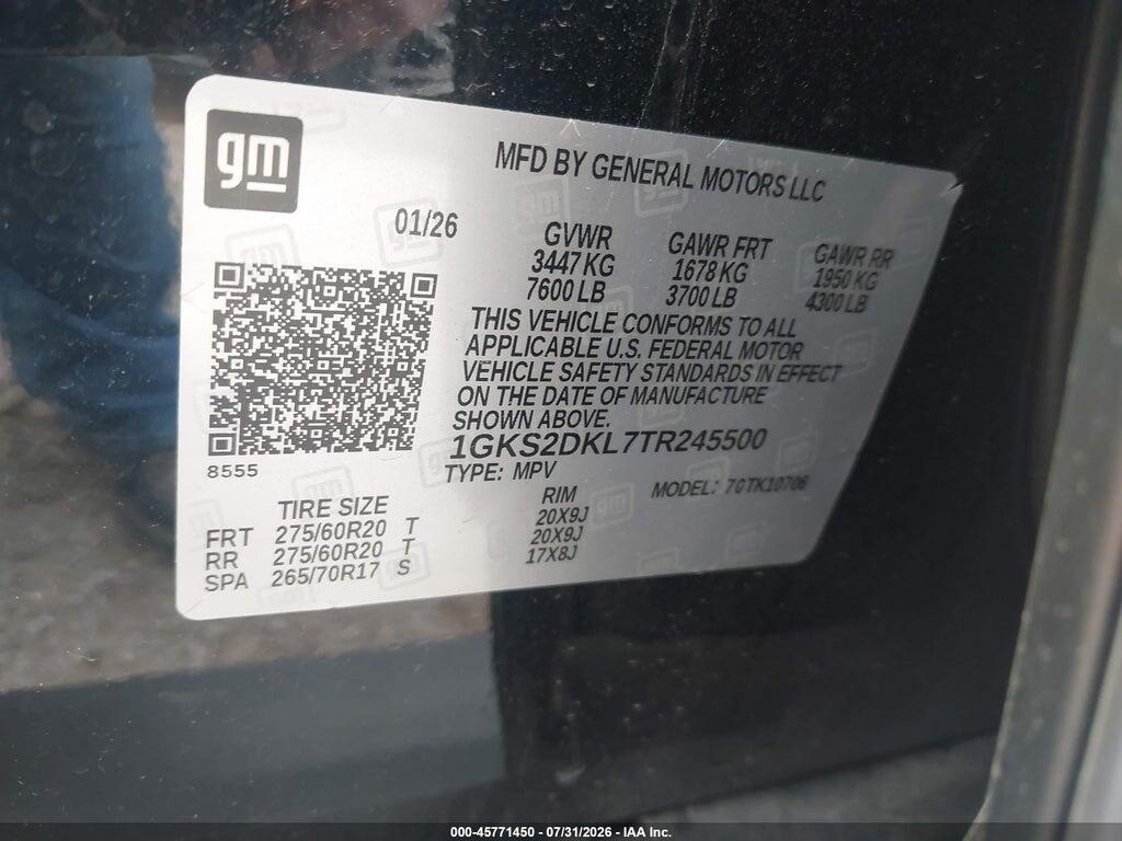 1GKS2DKL7TR245500 2026 GMC YUKON photo no. 9
