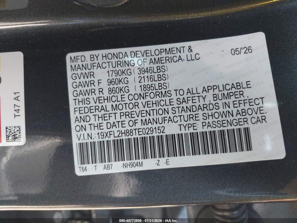 19XFL2H88TE029152 2026 HONDA CIVIC photo no. 9