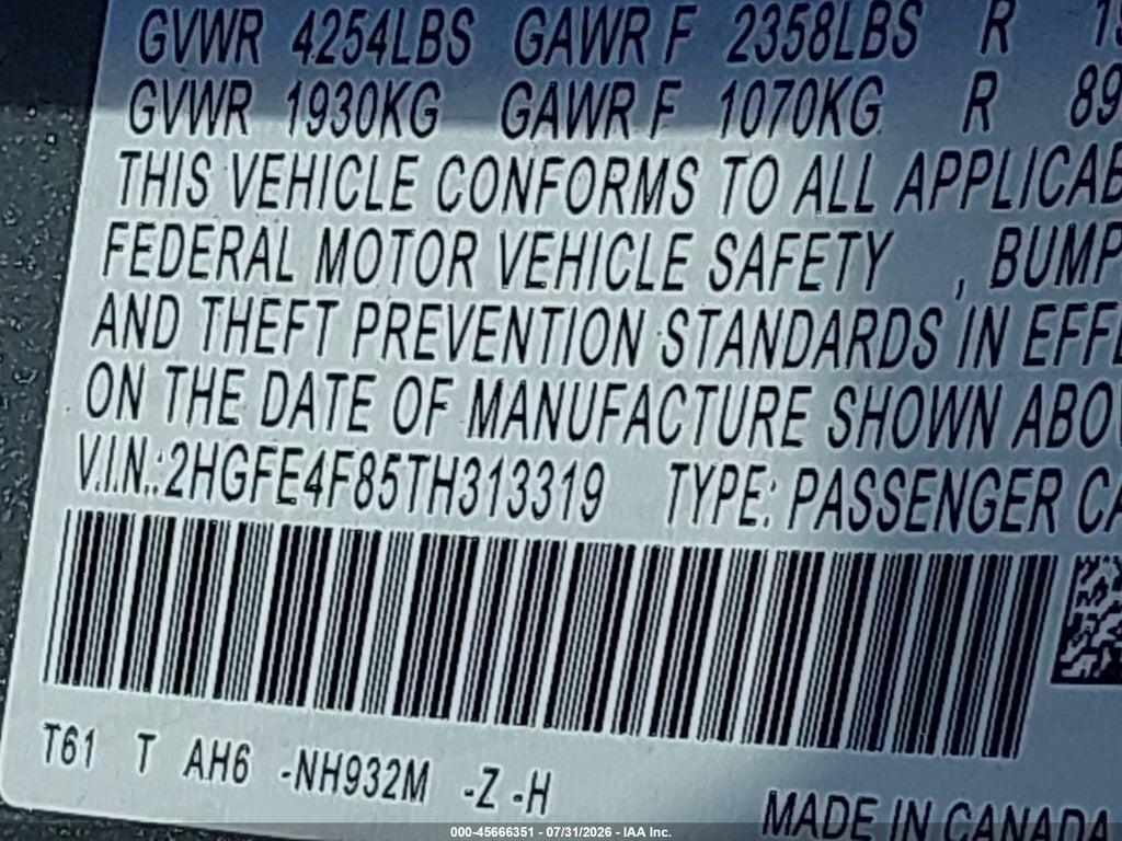 2HGFE4F85TH313319 2026 HONDA CIVIC HYBRID photo no. 9