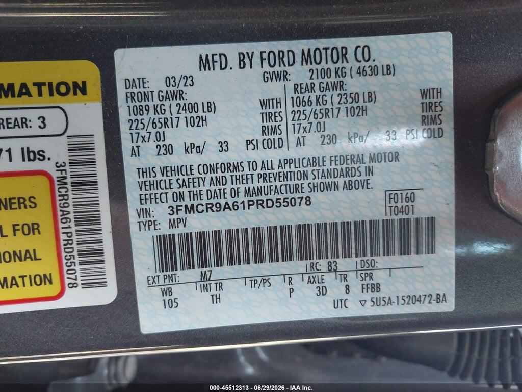 3FMCR9A61PRD55078 2023 FORD BRONCO SPORT photo no. 9