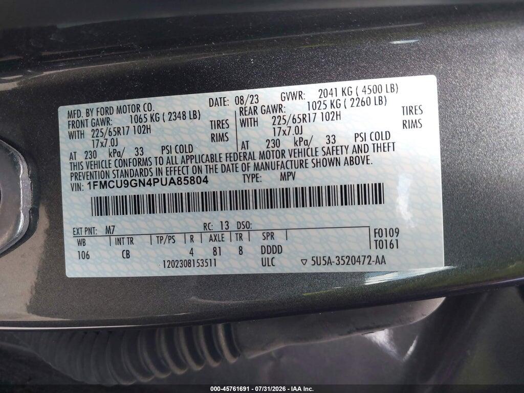 1FMCU9GN4PUA85804 2023 FORD ESCAPE photo no. 9