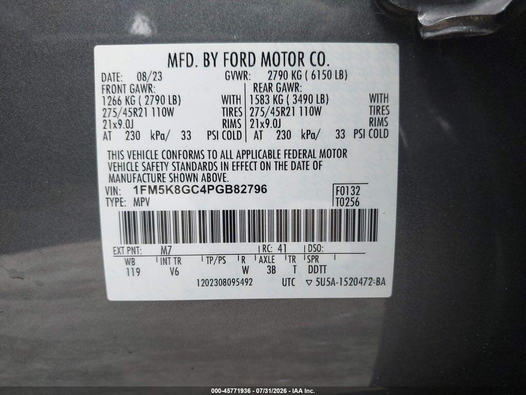 1FM5K8GC4PGB82796 2023 FORD EXPLORER photo no. 9