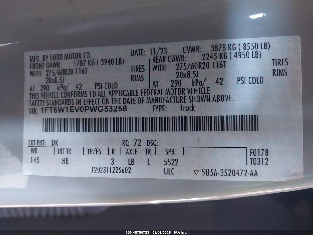 1FT6W1EV0PWG53258 2023 FORD F-150 LIGHTNING photo no. 9