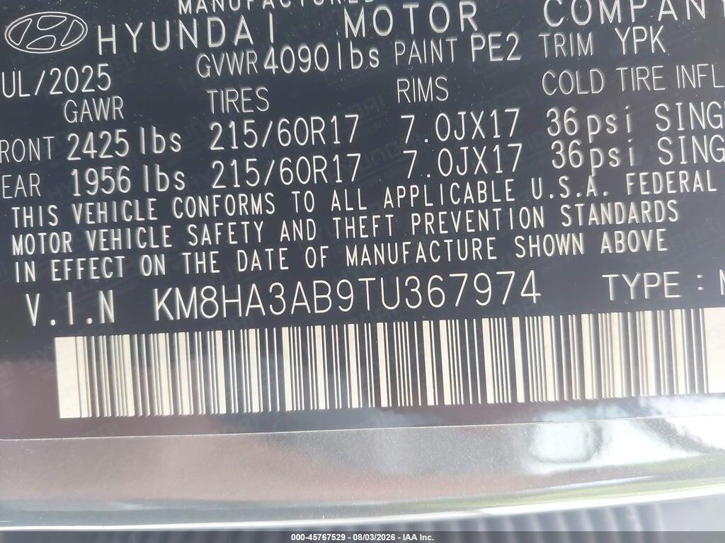 KM8HA3AB9TU367974 2026 HYUNDAI KONA photo no. 9