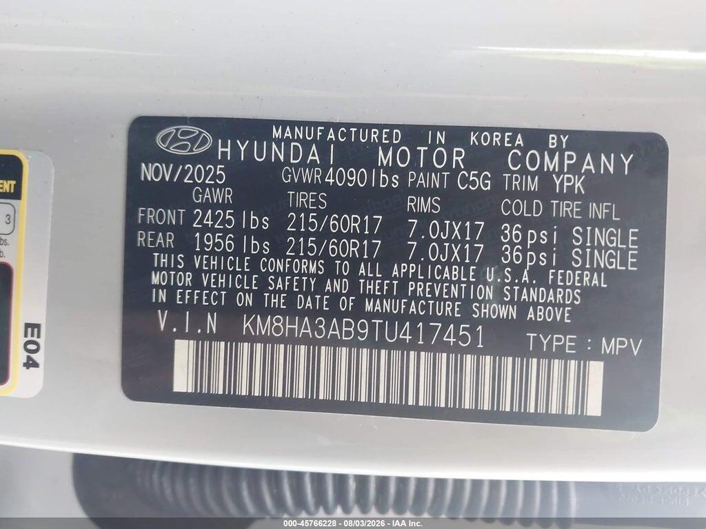 KM8HA3AB9TU417451 2026 HYUNDAI KONA photo no. 9