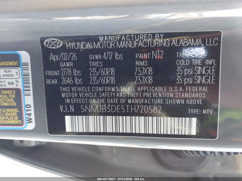 5NMJB3DE5TH720582 2026 HYUNDAI TUCSON photo no. 9