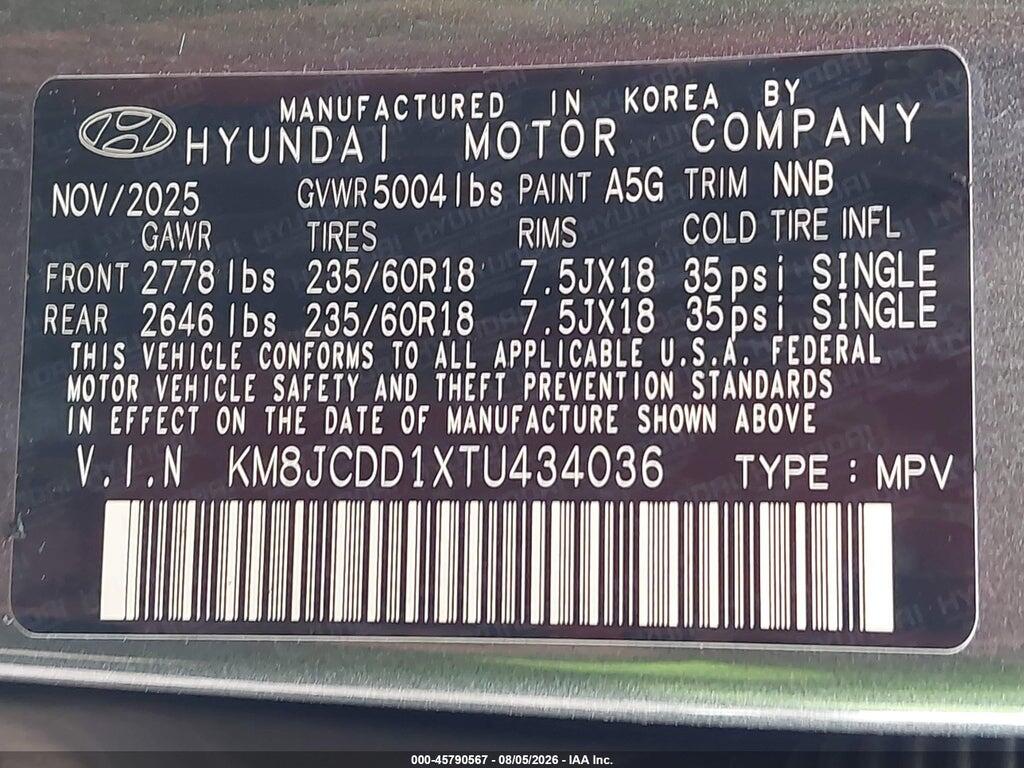 KM8JCDD1XTU434036 2026 HYUNDAI TUCSON HYBRID photo no. 9