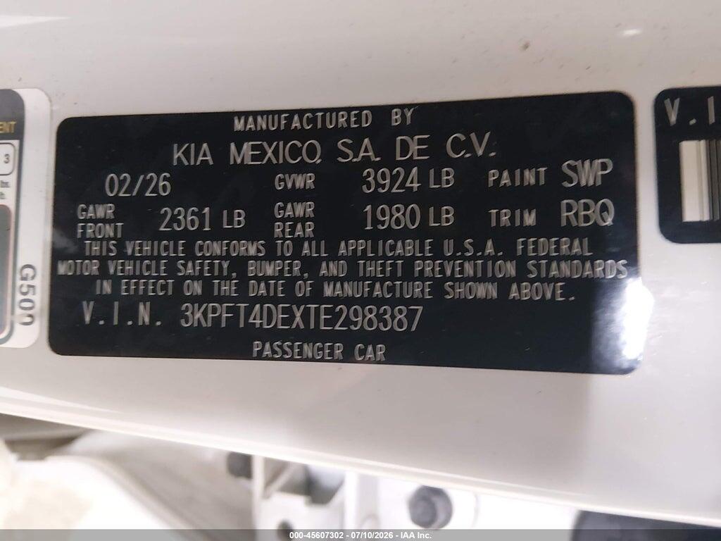 3KPFT4DEXTE298387 2026 KIA K4 photo no. 9