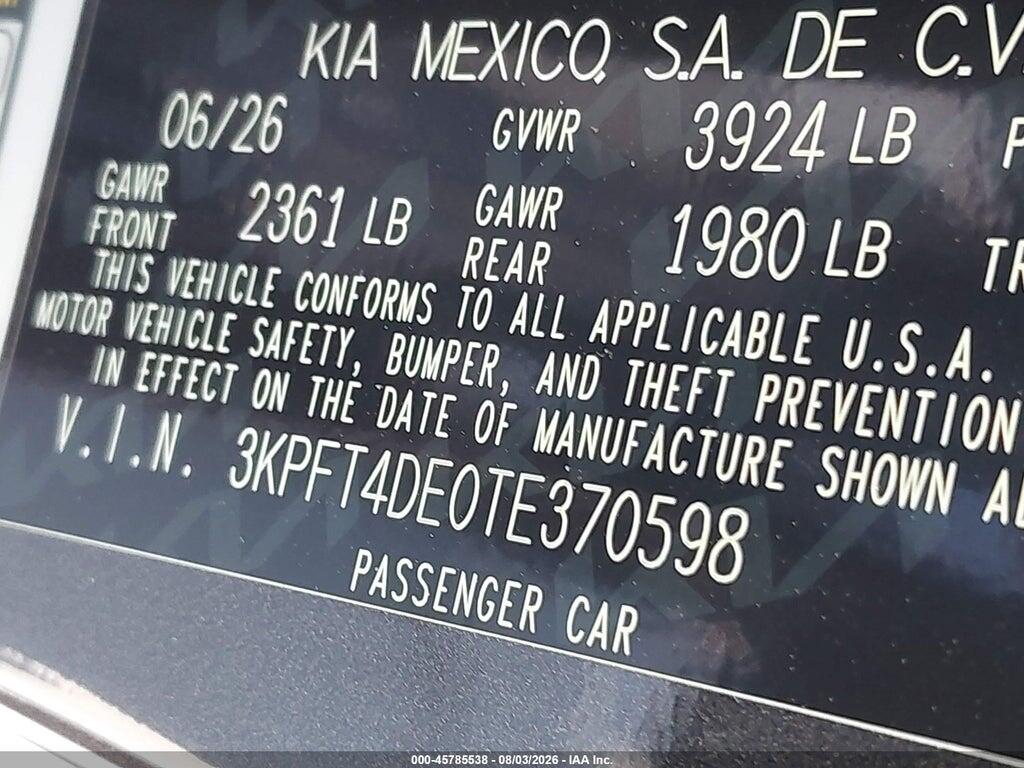 3KPFT4DE0TE370598 2026 KIA K4 photo no. 9