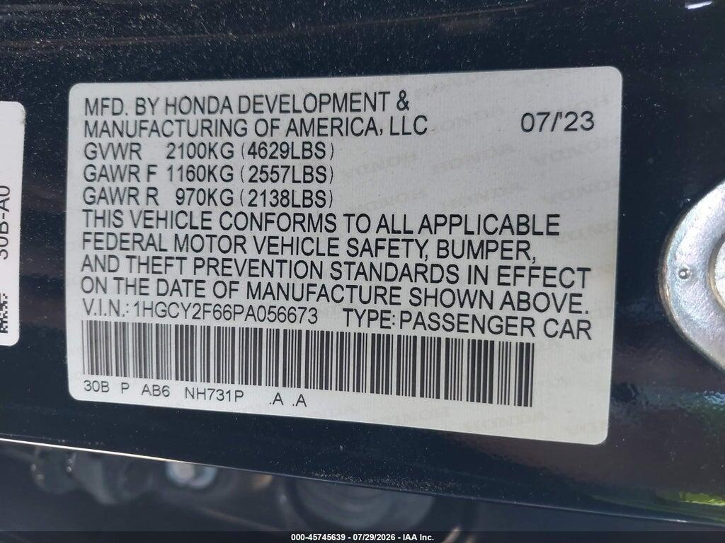 1HGCY2F66PA056673 2023 HONDA ACCORD photo no. 9