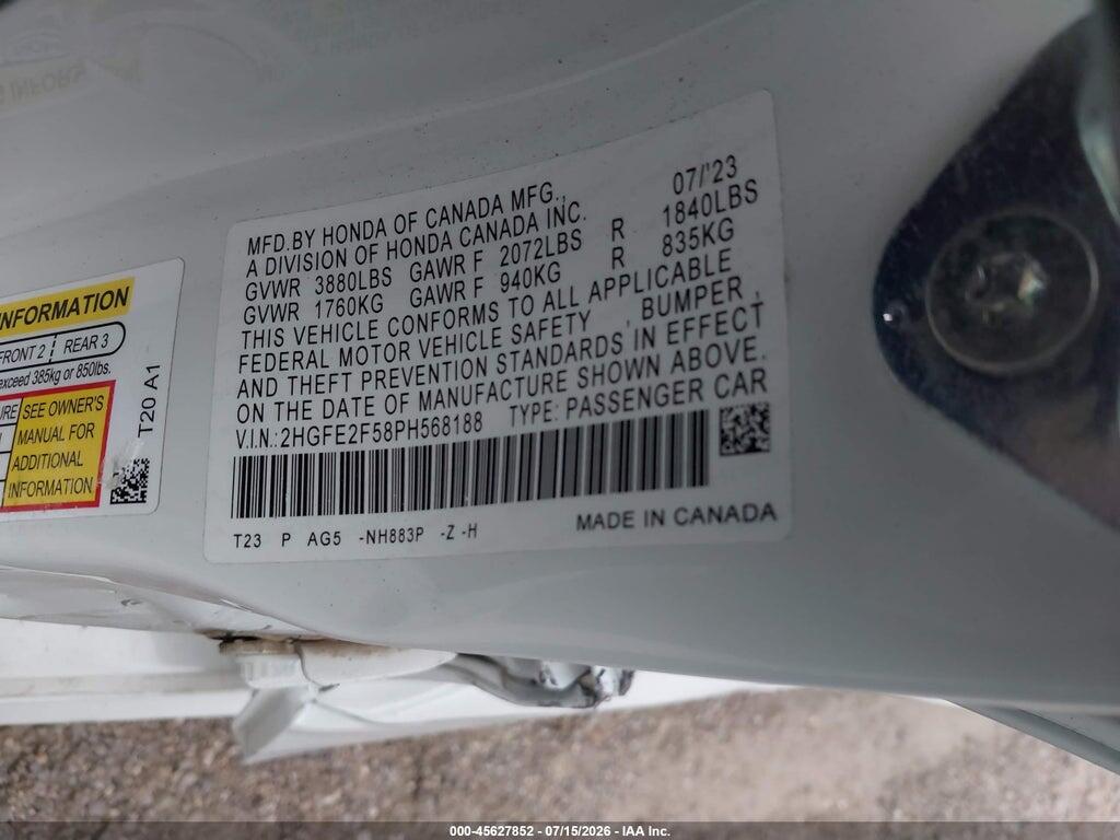 2HGFE2F58PH568188 2023 HONDA CIVIC photo no. 9