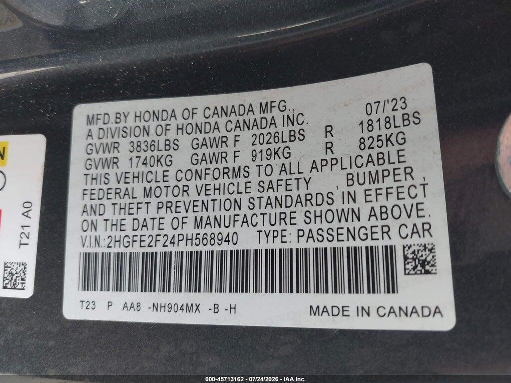 2HGFE2F24PH568940 2023 HONDA CIVIC photo no. 9