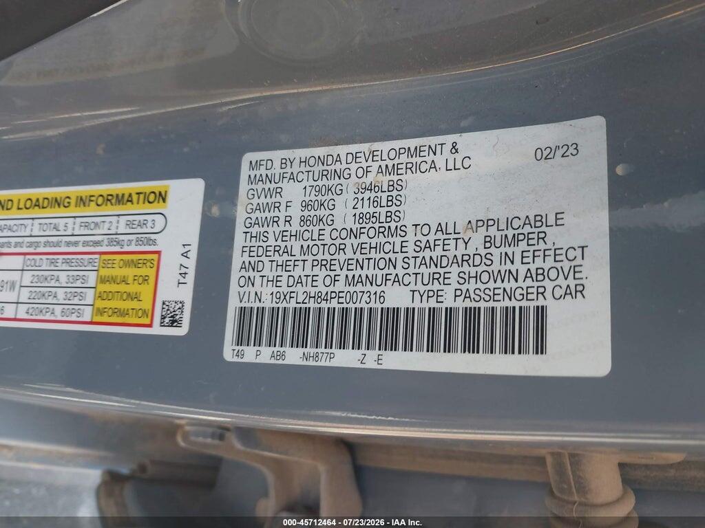 19XFL2H84PE007316 2023 HONDA CIVIC photo no. 9