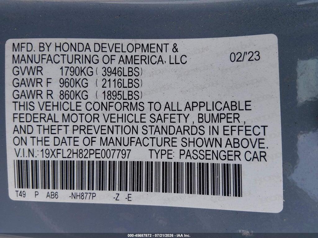 19XFL2H82PE007797 2023 HONDA CIVIC photo no. 9