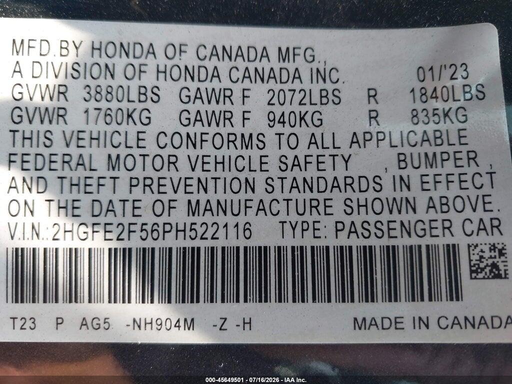 2HGFE2F56PH522116 2023 HONDA CIVIC photo no. 9