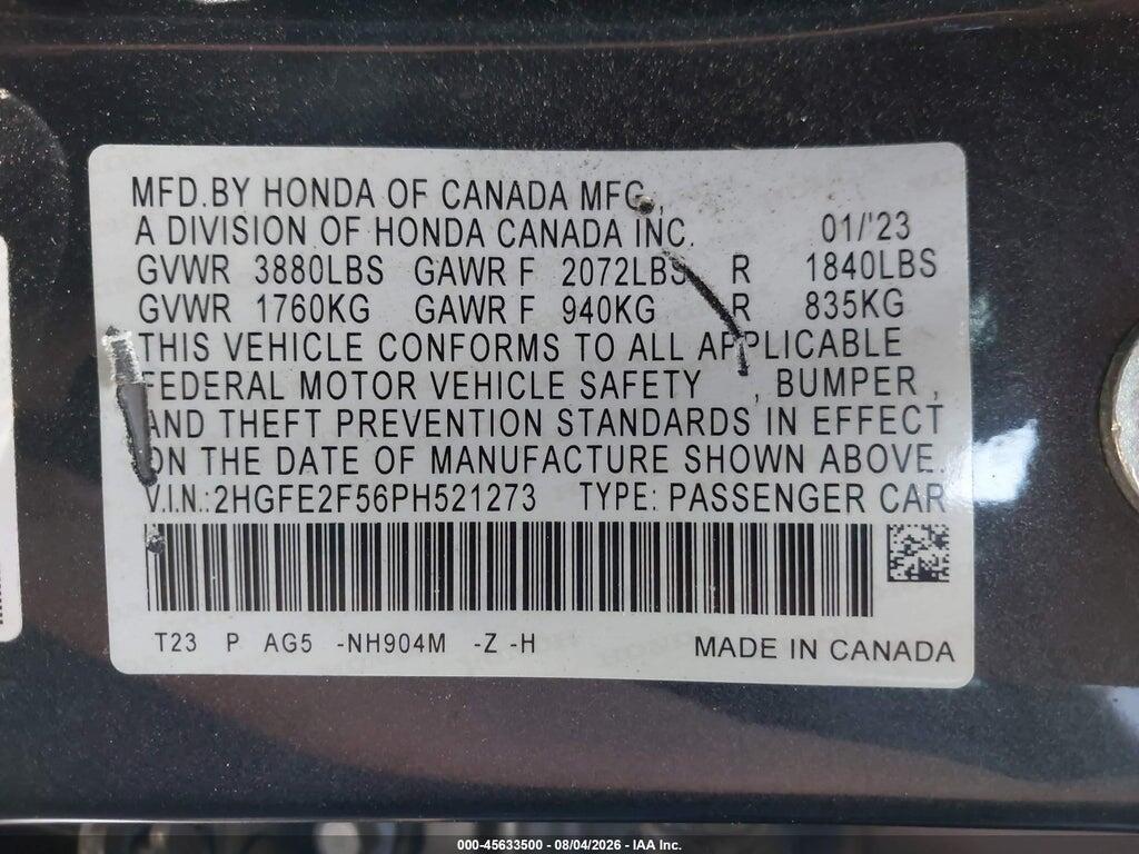 2HGFE2F56PH521273 2023 HONDA CIVIC photo no. 9