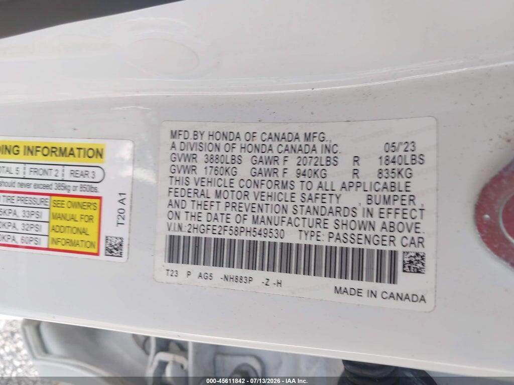 2HGFE2F58PH549530 2023 HONDA CIVIC photo no. 9